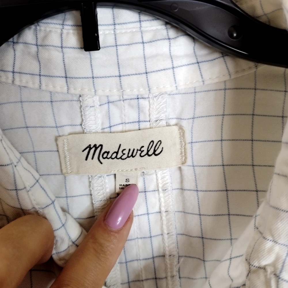 Madewell Windowpane Ruffle-Side Button Down Shirt… - image 3